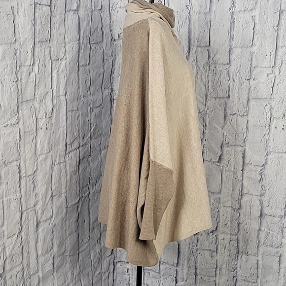 RENUAR Light Brown and Tan Poncho Sweater Large - Picture 5 of 8
